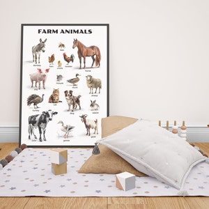 Printable Farm Animal Poster - Foster Discovery and Observation - Instant Digital Download