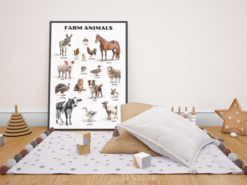 Printable Farm Animal Poster - Foster Discovery and Observation - Instant Digital Download