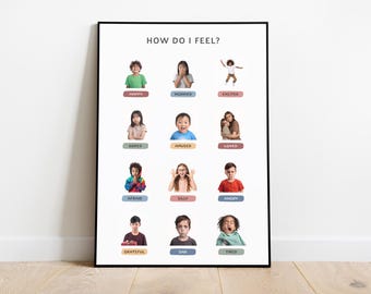 EMOCIONES, SENTIMIENTOS Montessori, Póster Montessori, Decoración de sala de juegos, Láminas de aprendizaje, Arte mural para el aula, Enseñanza de imágenes reales, Decoración con láminas