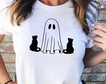 Ghost Cat T-Shirt: Funny Halloween Shirt, Cat Lover Gift