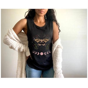 Vintage Luna Moth Tank Top, Luna Moth Nature Tank Top, Cottagecore Tank Top, Fairycore Tank Top, Goblincore Tank top Yoga tank Top