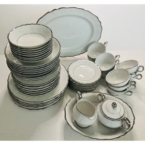 52 pc Harmony House Japan Silver Sonata 3639 Fine China Dinner Set_ Serves 8