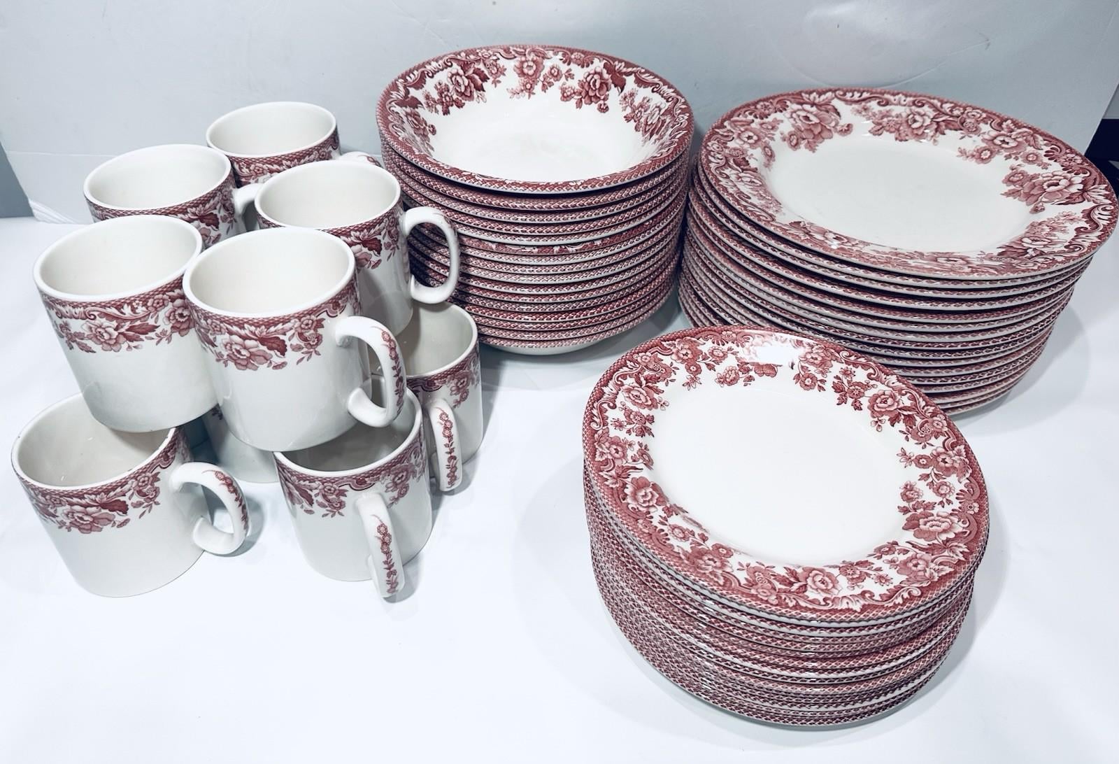 Spode Delamere Cranberry Red Transferware Floral Cottage. Pick Yours ...