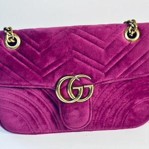 Gucci Velvet Mini GG Marmont Crossbody Shoulder Flap Bag- Preowned