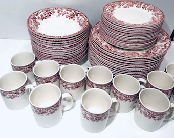 Spode delamere cranberry red transferware floral cottage. pick yours!