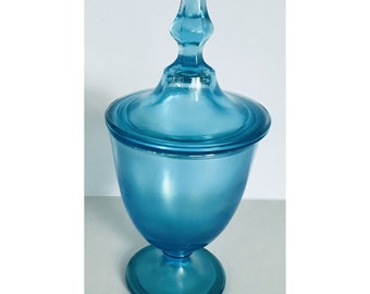 Bonbonnière Fenton Celeste bleu en verre dépoli vintage des années 1920