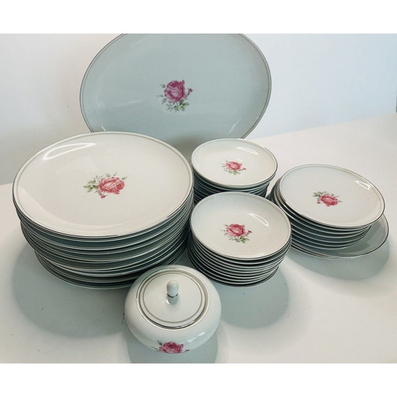 IMPERIAL ROSE #6702 Fine China Plates W/silver Trim Japan