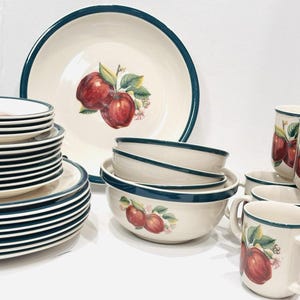Casuals by china pearl desert apple_ dinner/salad/bread plates + cups & bowls.