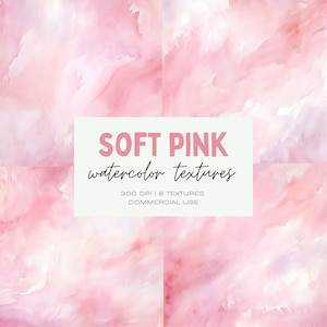 Soft Pink Watercolor Colour Texture Pack, Pink Colors for backgrounds, commercial use, Pink watercolor washes, Digital Scrapbook Paper