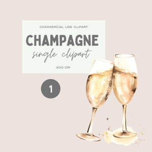 Champagne aquarel clipart, enkel afbeeldingsbestand, transparante PNG, commercieel gebruik Pack, rammelende bubbelglazen, mousserende wijndrank