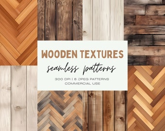 Wood Texture Seamless Patterns, Rustic Wooden Backgrounds, Commercial Use, Herringbone, Digital Scrapbook Paper, Junk Journal Pages JPG