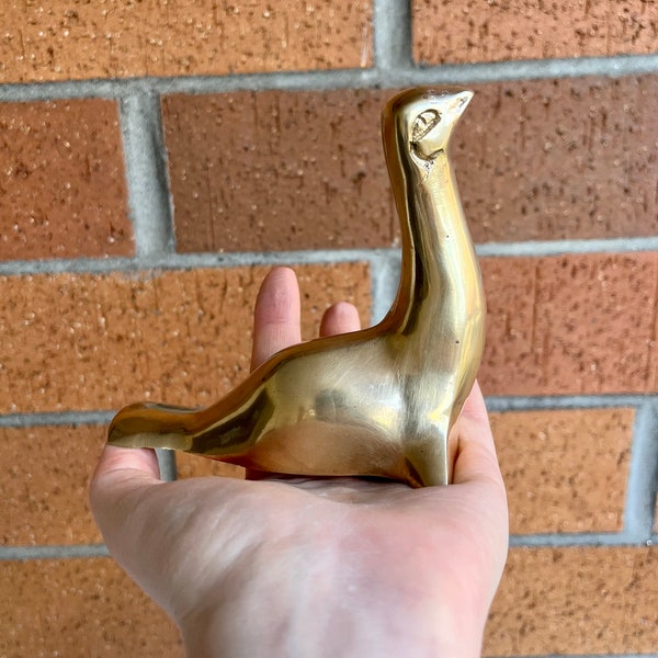 Brass Nessie or Seal Figurine | Vintage Antique Animal Decor Loch Ness Monster Sea Lion Marine Nautical