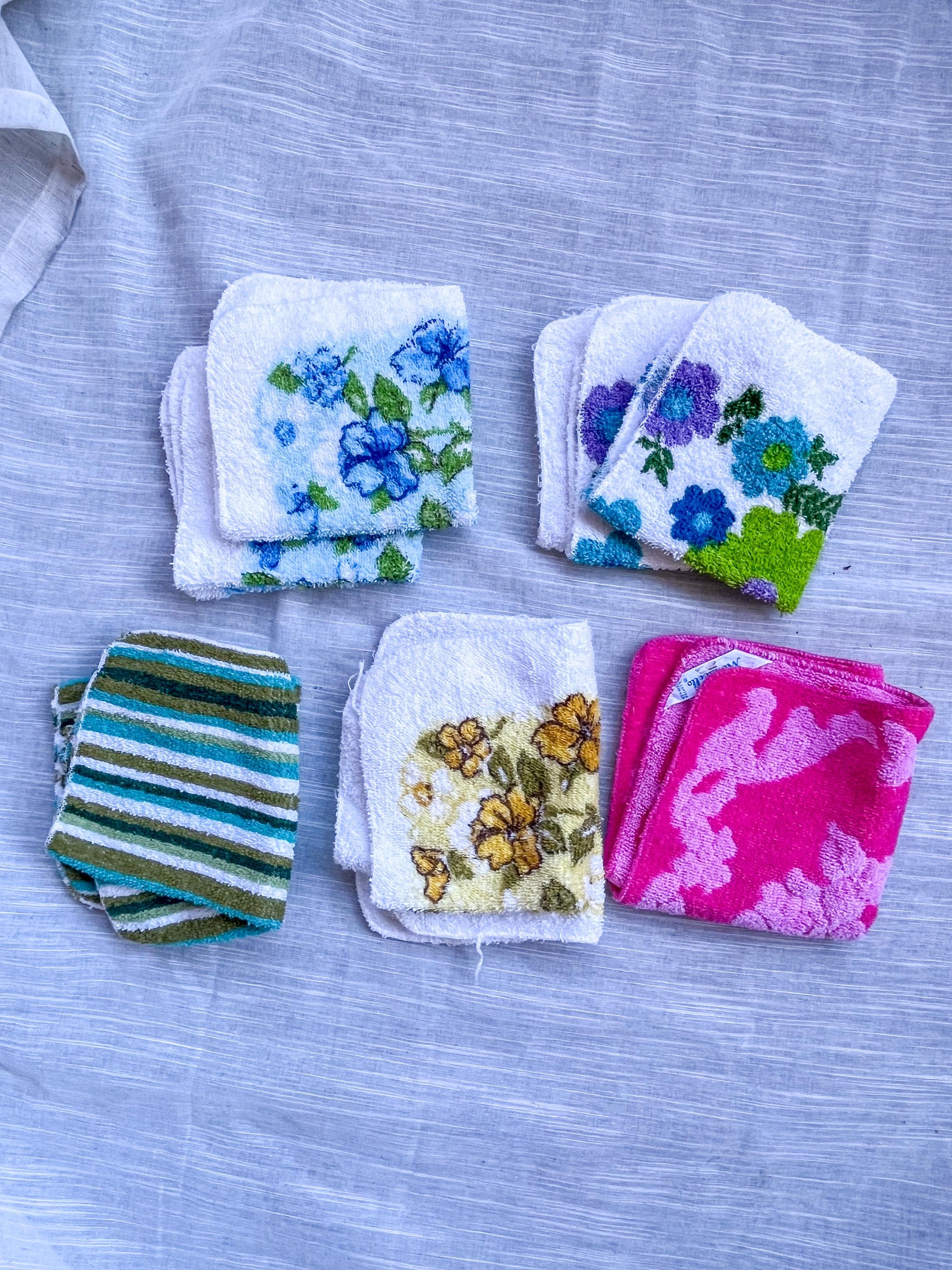 Assorted Vintage Washcloths | Towel 1960s 1970s Boho Hippie Flower Power Floral