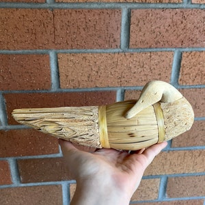 Handmade Reed and Wood Duck | Straw Ducks Waterfowl Swans Cottagecore Kitsch Country Home Folk Art Americana