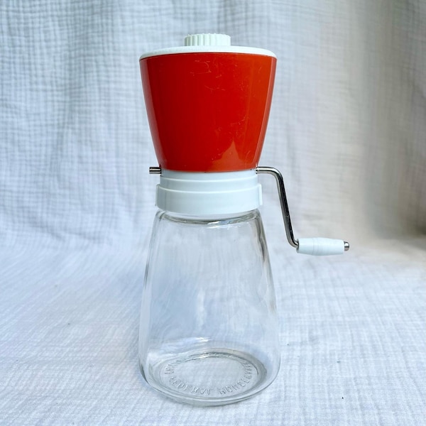 Vintage Federal Housewares Nut and Spice Grinder | Red Orange Retro Kitchen 50s 60s 70s