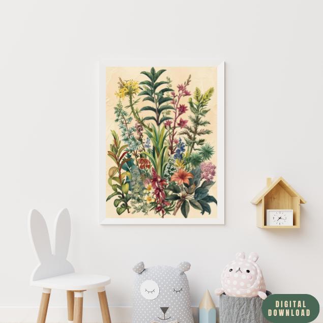 Vintage Botanical Print Set: Antique Watercolor Flower Illustration ...