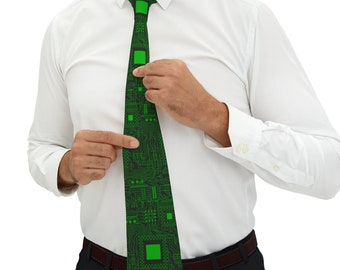 Black computer circuit board tie, IT necktie, software engineer men's tie, tech tie, nerd gift, networking mens neck tie, hardware tie