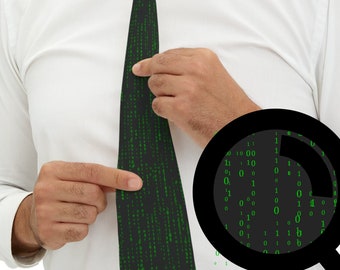 Cravatta per programmazione informatica Black Matrix, cravatta per programmazione software, cravatta da uomo per ingegneri del software, cravatta tecnologica, regalo per nerd, programmazione, codice binario