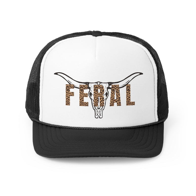 Feral Steer head country truckerpet, cowgirl country western truckerpet, truckerpet wilde vrouw, wilde vrouw, concerthoed, stierenkop afbeelding 7
