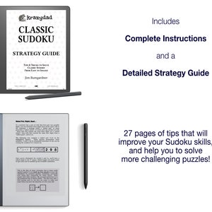Krazydad Classic Sudoku, NOVICE Volume 1: 800 Sudoku Puzzles for Kindle Scribe or reMarkable 2 image 3