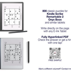 Krazydad Classic Sudoku, EASY Volume 1: 800 Sudoku Puzzles for Kindle Scribe or reMarkable 2 image 2