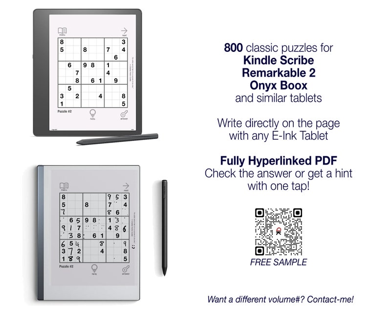 Krazydad Classic Sudoku, EASY Volume 1: 800 Sudoku Puzzles for Kindle Scribe or reMarkable 2 image 2