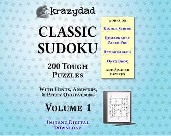 Tough Sudoku Puzzles, Kindle Scribe + reMarkable (Digital Download)