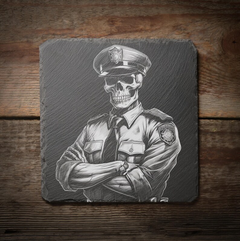 Police Skeleton 9 Police Officer Skulls/skeleton Digital Files for Laser Engraving 4x4 ...