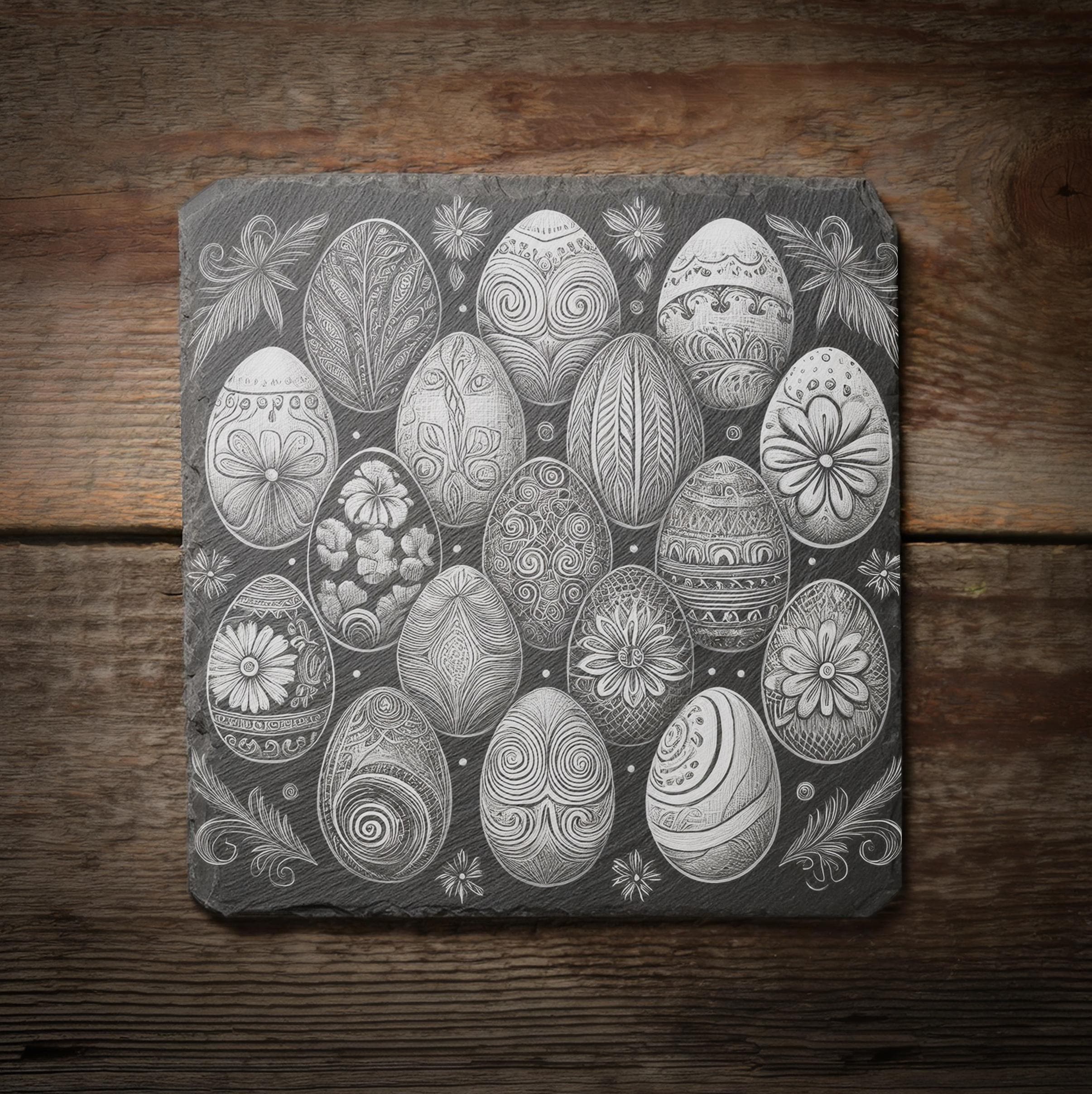 Easter Slate Coaster Laser Engraving Designs: Bunny & Eggs (digital ...