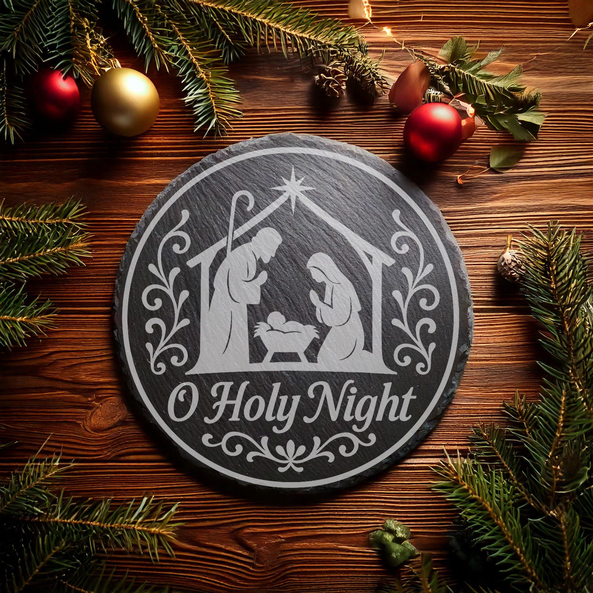 4" Round Christmas Digital Files for Laser Engraving 4x4" Slate ...
