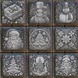 Volume 3 - Arquivos digitais de Natal extravagantes para gravação a laser de porta-copos de ardósia de 4x4&quot; -