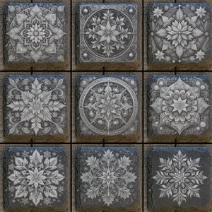 9 arquivos digitais de flocos de neve de Natal para gravação a laser de porta-copos de ardósia de 4x4&quot;