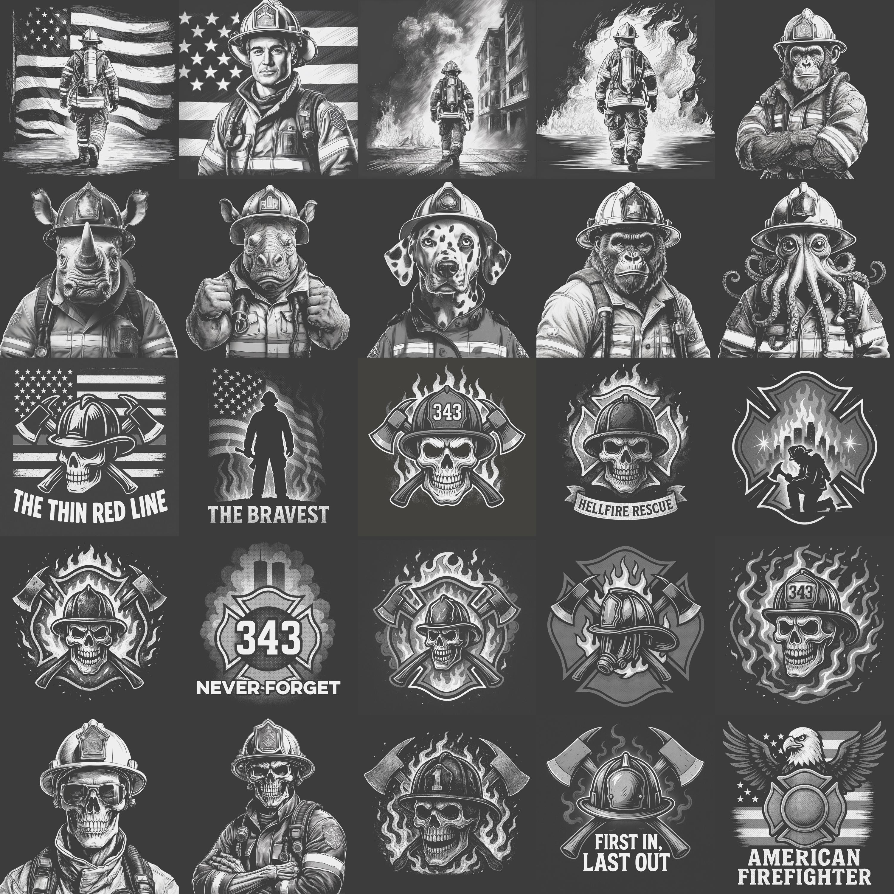 Firefighter Digital Files: 25 Laser Engraving Designs for 4