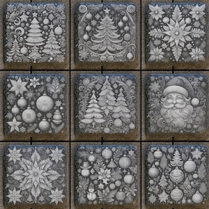 9 arquivos digitais de Natal sofisticados para gravação a laser de bases para copos de ardósia de 4x4&quot;