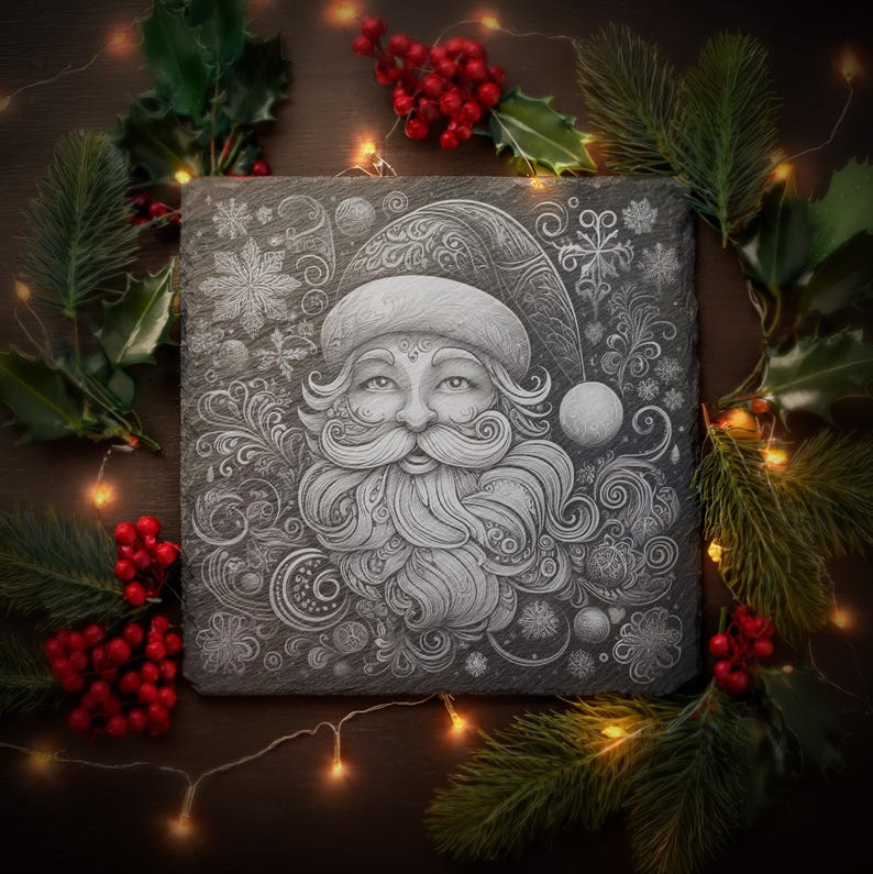 9 Fancy Christmas Digital Files for Laser Engraving 4x4" Slate Coasters ...