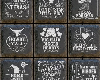 State of Texas Digital Files For Laser Engraving 4x4" Slate Coasters- 9 Designs