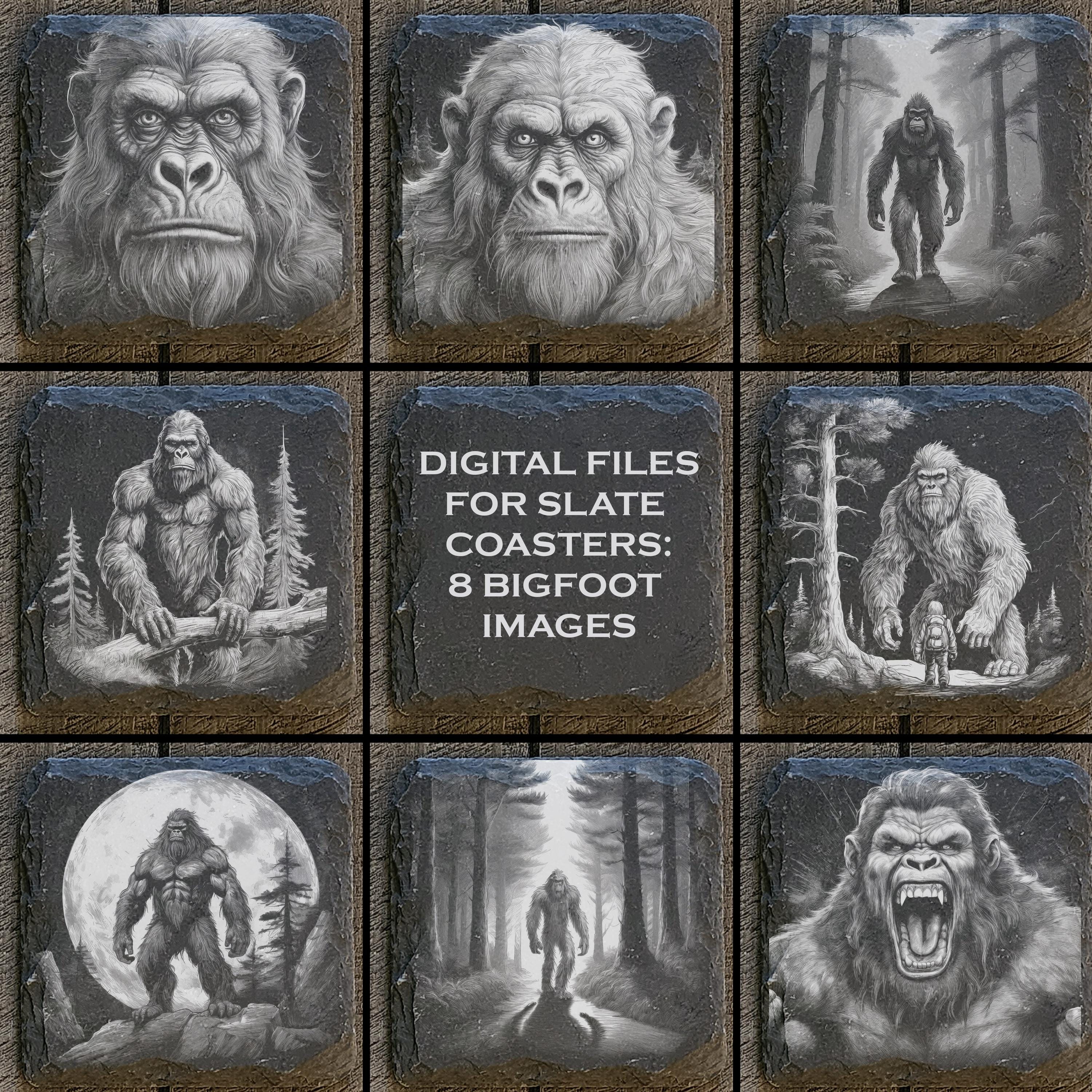 8 More Bigfoot Digital Files For Laser Engraving 4x4" Slate Coasters