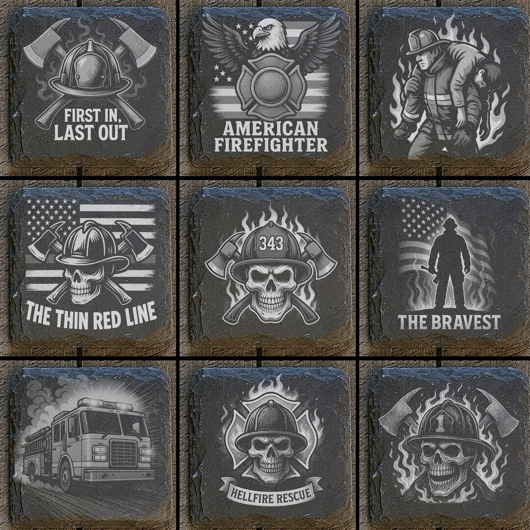 Firefighter Digital Files for Laser Engraving 4x4