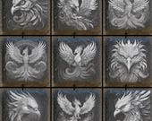 9 Phoenix Digital Files For Laser Engraving 4x4" Slate Tiles