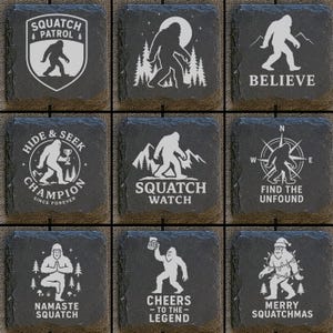 Bigfoot Sasquatch Digital Files For Laser Engraving 4x4" Slate Coasters