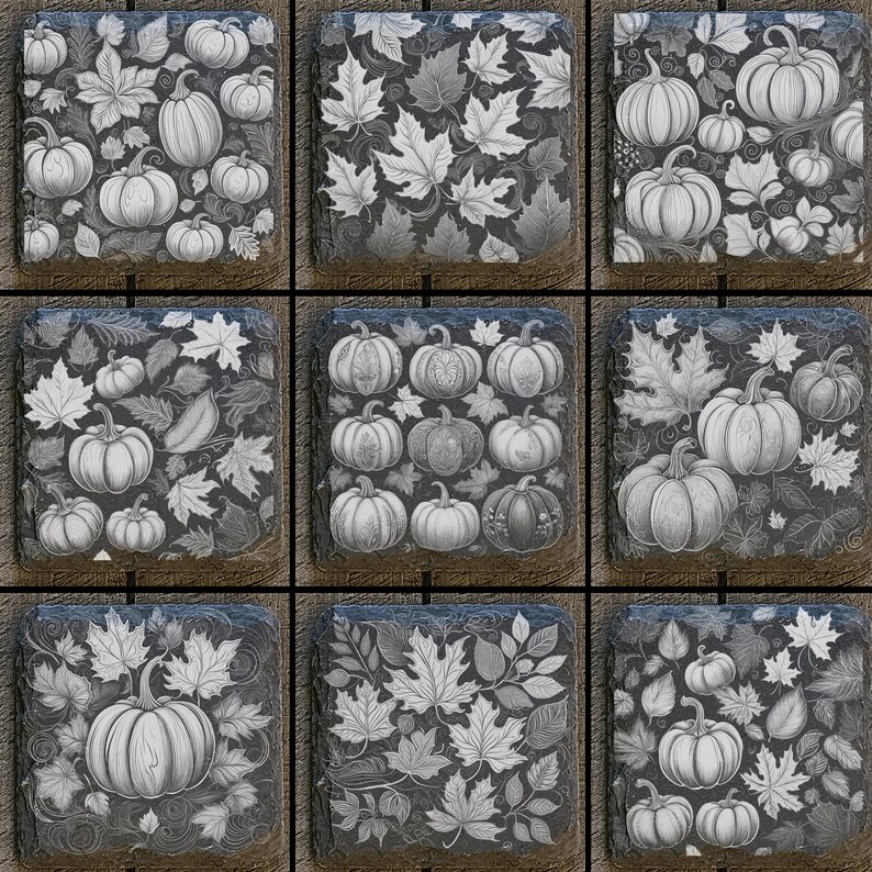 Fall Scenes Laser Engraving Digital Files: 4x4