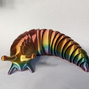 3D Printed Articulated Slug Fidget Toy: Rainbow Colors, Desk Decor