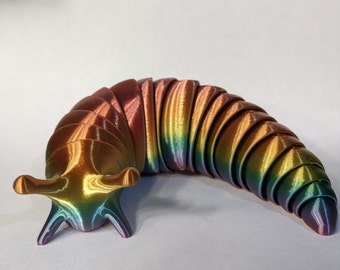 Juguete antiestrés articulado con forma de babosa impreso en 3D: colores arcoíris, decoración de escritorio.