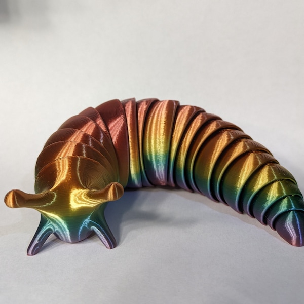 3D Printed Articulated Slug Fidget Toy | Rainbow and Many Colors and Sizes! | Simple and Complex