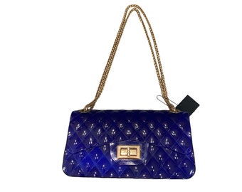 The Royal Blue Quilted Crossbody Bag, Crossbody Elegance Purse, Casual Trendy Handbag & Purse,  Shoulder Bag, Quilted Jelly Crossbody Beauty