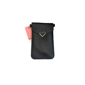 Black Crossbody Cell Phone Purse: Faux Leather Small Bag