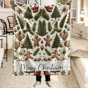 Holiday Blanket, Gingerbread Christmas Gift, Winter Xmas Gift, Christmas Tree Decor, Couple Christmas Blanket, Xmas Gift, Christmas blanket,