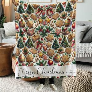 Christmas blanket, Gingerbread Christmas Gift, Holiday Blanket, Winter Xmas Gift, Christmas Tree Decor, Couple Christmas Blanket, Xmas Gift
