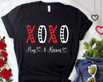XOXO Sentiment Love-Adorned Shirt, XOXO Affection Shirt, Hugging Love XOXO Affection Tee, X and O Hugs and Kisses Shirt, Hug & Kisses Shirt