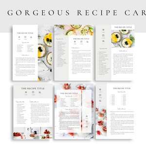 Recipe cards from the cook book template.